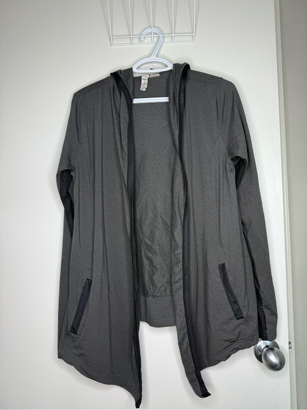 Diadora Gray Hooded Open-Front Cardigan Activewear Medium